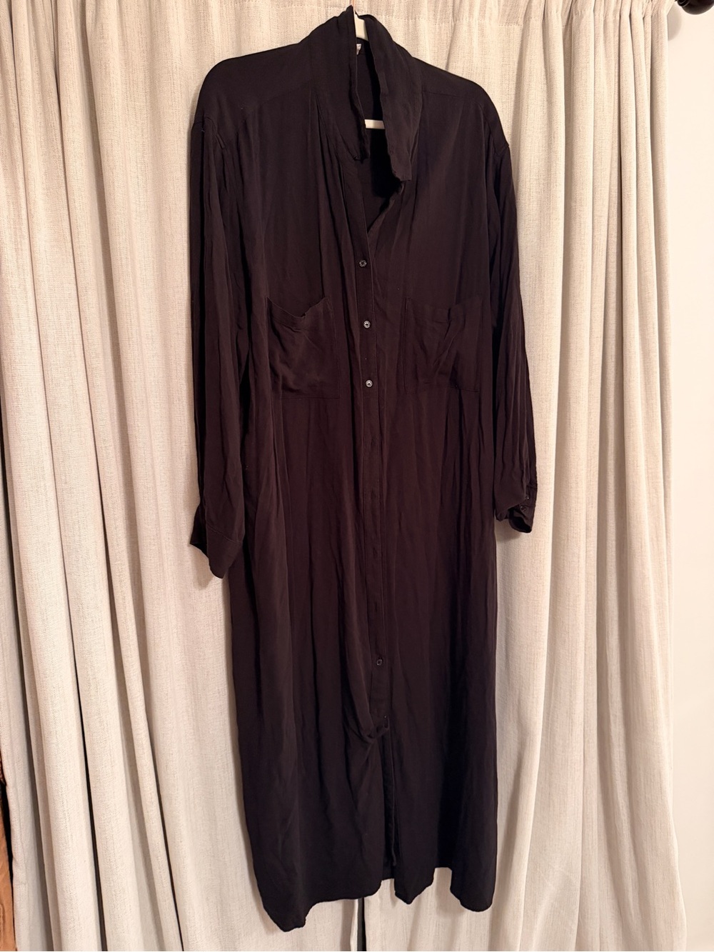 Old Navy Black Maxi Button-Front Shirt Dress